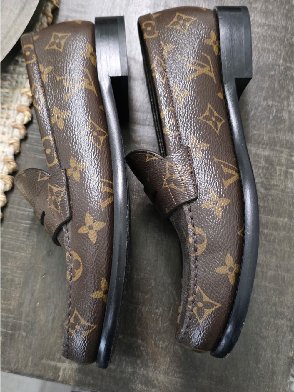 Louis Vuitton Brown Monogram Canvas Penny Loafers - Picture 3 of 7